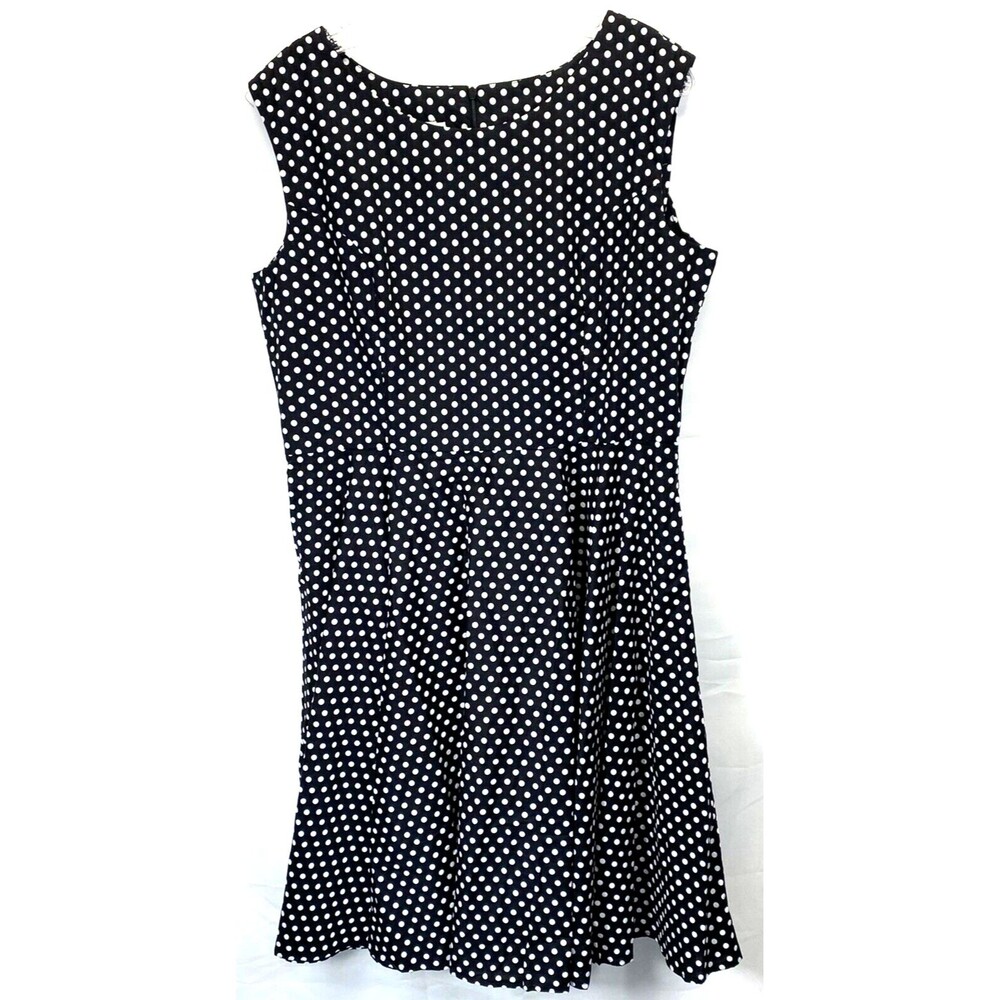 Robe De Reve Sundress Size XL Black White Polka Dot Sleeveless A-Line Dress EUC